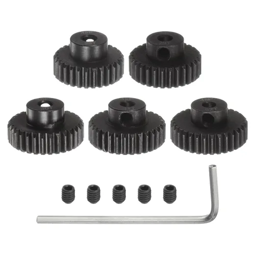 uxcell Juego de engranajes de piñón 48P 0.125 in (1/8") eje 28T 29T 30T 31T 32T engranajes de motor engranajes de acero endurecido piñón con paso