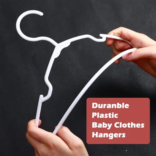 Miniatura 5 de Perchas para ropa de bebé, paquete de 120 perchas de plástico blanco para niños, 11.5 pulgadas, ahorro de espacio, antideslizantes, para bebés