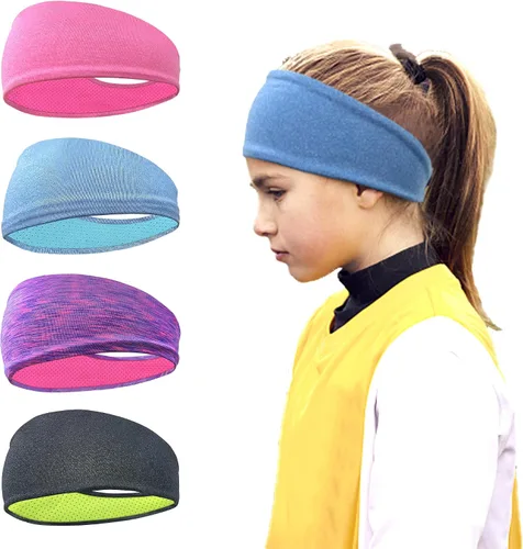 Miniatura 6 de JOYOYO Diademas deportivas transpirables para niños y niñas que absorben la humedad, banda elástica para el pelo para niños pequeños y adolescentes