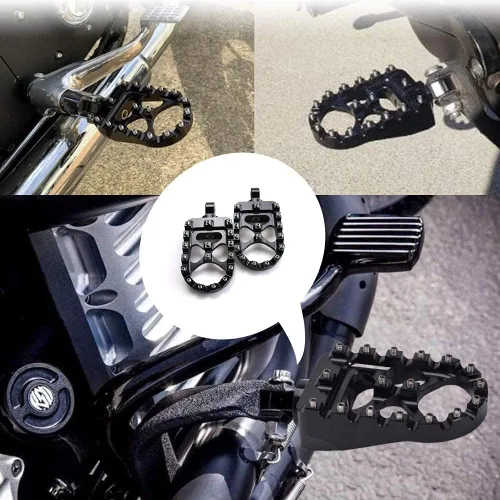 Miniatura 8 de MDPROMCP CNC Estriberas de pie ancho de motocicleta de aluminio con rotación de 360° ajustables, compatibles con Dyna Fatboy Iron 883 Sportster 883