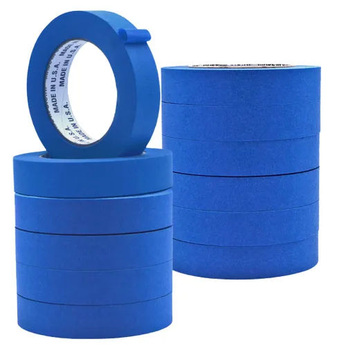 Miniatura 9 de Cinta adhesiva de pintor azul fabricada en Estados Unidos, 2 pulgadas x 60 yardas, cinta adhesiva gruesa y ancha para pintura segura de paredes