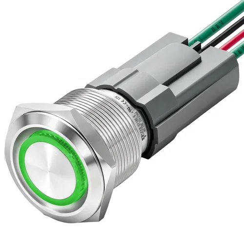 Miniatura 11 de Interruptor de botón de cierre de 15 amperios 19 mm 3/4 "agujero 12V/24V CC impermeable IP67 SPST de acero inoxidable 304 interruptor