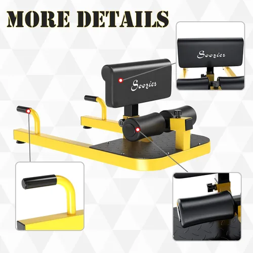 Miniatura 4 de Soozier 3-in-1 Padded Push Up Sit Up Deep Sissy Squat Machine Home Gym Fitness Equipment Amarillo