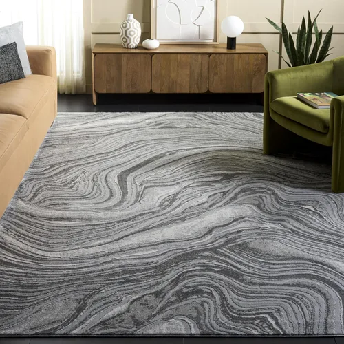 Miniatura 29 de SAFAVIEH Meadow Collection - Alfombra para pasillo, 2 x 7 pies, azul y gris, diseño abstracto moderno, no desprende pelusa y de fácil cuidado, ideal