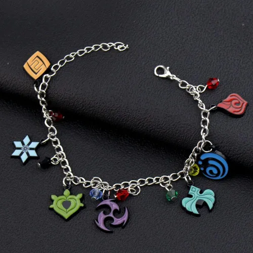 Miniatura 2 de KANGSHUN Genshin Impact Charm Pulsera de juego de joyería de dibujos animados, regalos de metal para fanáticos, mujeres, niñas y hombres, Sin gemas.