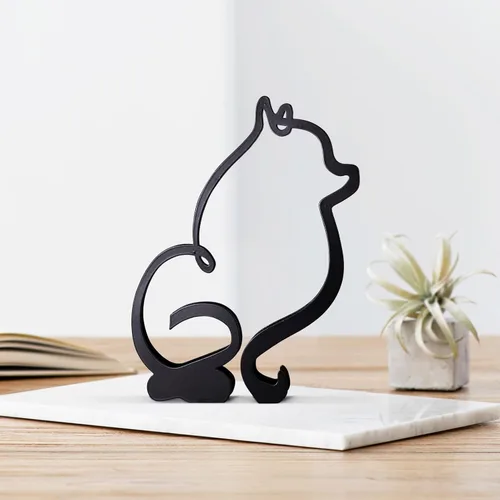 Miniatura 10 de Escultura de pared de arte minimalista para perro, alambre de metal abstracto, línea geométrica, dibujo, estatua de arte (Beagle)