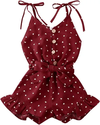Enterizo con tirantes y estampado de corazón para bebé y niña pequeña, ropa de vacaciones, traje de verano para niños