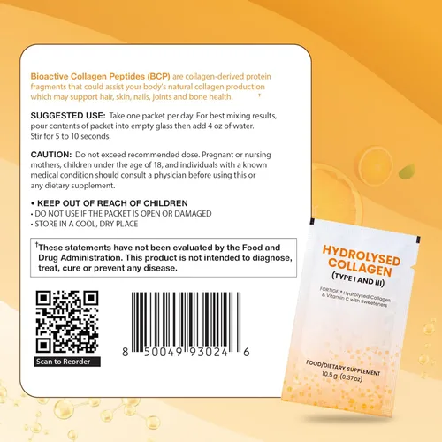 Miniatura 8 de Rawleigh Colágeno BCP-Max: 30 bolsitas aptas para viajes - Delicioso concentrado con sabor a naranja, 10,000 mg de péptidos de colágeno hidrolizados