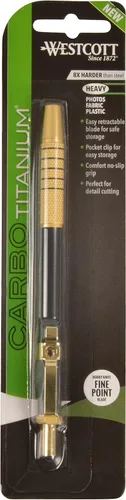 Miniatura 2 de Westcott 17314 Cuchillo retráctil estilo bolígrafo CarboTitanium Bonded, color dorado