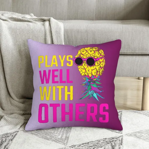 Miniatura 11 de Funda de almohada decorativa de piñas al revés, fundas de cojín cuadradas estándar para sofá, sala de estar, cama, 18 x 18 pulgadas, color rosa