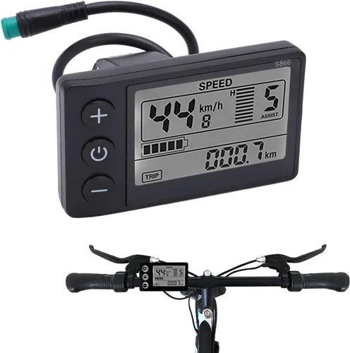 Miniatura 5 de Computadora de bicicleta, velocímetro de bicicleta S866, medidor de pantalla LCD, IP65, impermeable, odómetro de ciclismo, 24 V, 36 V, 48 V, panel