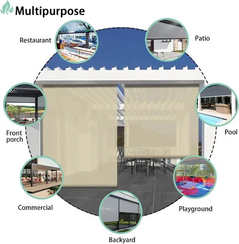 Miniatura 5 de SunnyRoyal Persianas enrollables para patio y exteriores, persianas enrollables para patio, terraza, porche, balcón, patio trasero, 4 pies de ancho