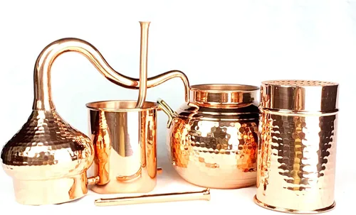 Miniatura 3 de Alambique de whisky alémbico expandible, destilería de cobre de medio litro, 2 litros/8.5 tazas