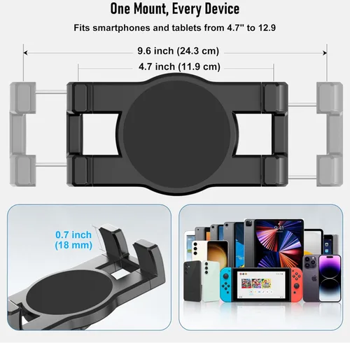 Miniatura 5 de Soporte de tableta industrial para camión y vehículo, base de taladro resistente, soporte para iPad para automóvil, brazo de aluminio ajustable