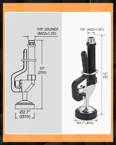 Miniatura 3 de Válvula rociadora de fregadero comercial con manguera: iVIGA 38" Manguera de pulverización de cocina comercial flexible de acero inoxidable