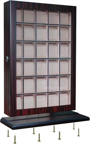 Miniatura 3 de TimelyBuys Caja organizadora de 30 piezas de madera de ébano para colgar en la pared, caja organizadora de almacenamiento y soporte para regalo