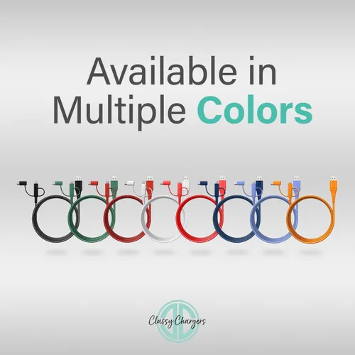 Miniatura 4 de Classy Chargers Cables de carga universales de nailon 3 en 1 para iPhone, Android y más Cable Lightning certificado de 6 pies, tipo C, micro USB