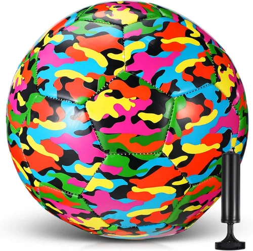 Miniatura 8 de Libima Balón de fútbol de camuflaje con inflador, tamaño oficial 4, para interiores y exteriores, colorido y suave, juguete para niños y niñas, Azul