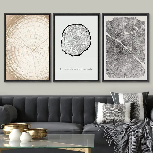 Miniatura 282 de SIGNWIN Lienzo enmarcado para pared, arte con pinceladas de flujo neutro en tonos beige abstractos, ilustraciones, arte moderno, decorativo