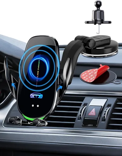 Miniatura 9 de Soporte inalámbrico para cargador de automóvil, carga rápida, sujeción automática de 15 W, soporte inteligente de inducción de control dual