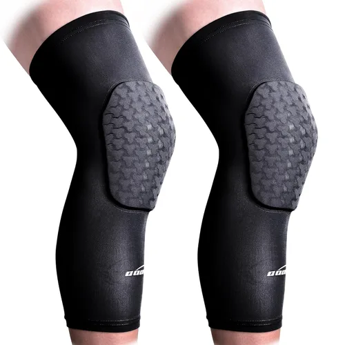 Miniatura 9 de COOLOMG Rodilleras de baloncesto de compresión para piernas para voleibol, fútbol, levantamiento de pesas, color negro, talla S T_negro