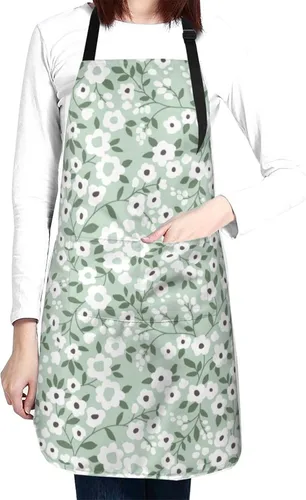 Miniatura 14 de Perinsto Waterproof Apron With 2 Pockets Kitchen Chef Aprons Bibs For Cooking Baking Painting Gardening Grooming
