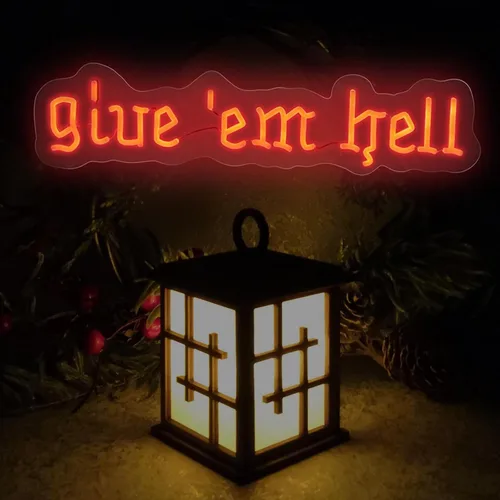 Miniatura 3 de Letrero de Neón Give Em Hell, Decoración de Neón de Pared Moderna, Tema de Apartamento Universitario, Letrero Gracioso de Poder Femenino, Decoración