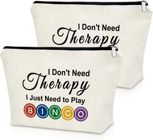 Miniatura 9 de Sazuwu Regalos para amantes del bingo, regalo de juego para mujeres, bolsa de maquillaje, No necesito terapia, solo necesito jugar al bingo 1 PC