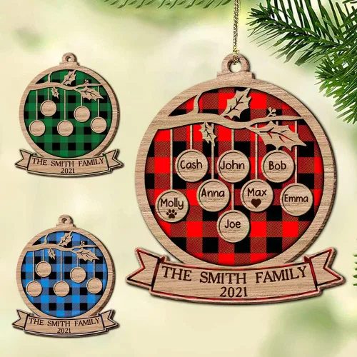 Miniatura 13 de IZI POD - Adorno familiar 2025, recuerdo de Navidad personalizado, decoración de madera o acrílico 2D personalizada para el hogar y el automóvil