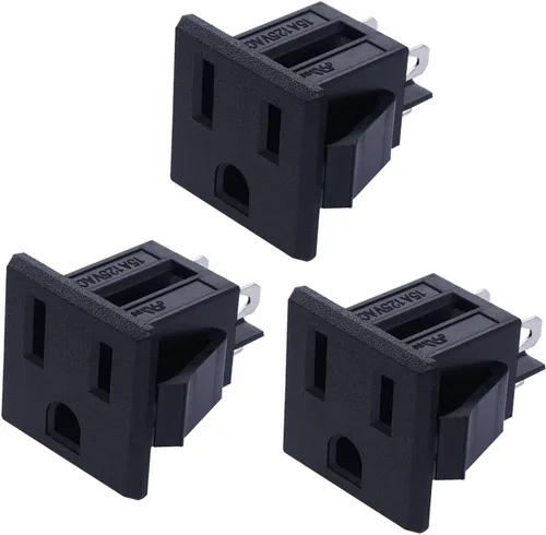 Miniatura 7 de weideer 3 unids 3 pines de enchufe de alimentación de EE.UU. Panel de enchufe 15A 125V AC Panel de montaje en panel de salida industrial enchufe