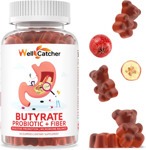 Miniatura 8 de Gomitas de butirato Suplemento para la salud intestinal: butirato con probióticos y fibra prebiótica gomitas para mujeres y hombres sin azúcar Apoyo