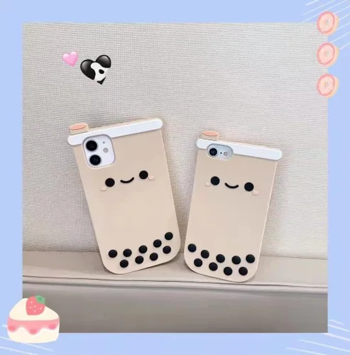 Miniatura 7 de Yatchen Fundas Kawaii para iPhone 13 Pro Max, funda protectora a prueba de golpes para iPhone 13 Pro Max con diseño de dibujos animados Boba té
