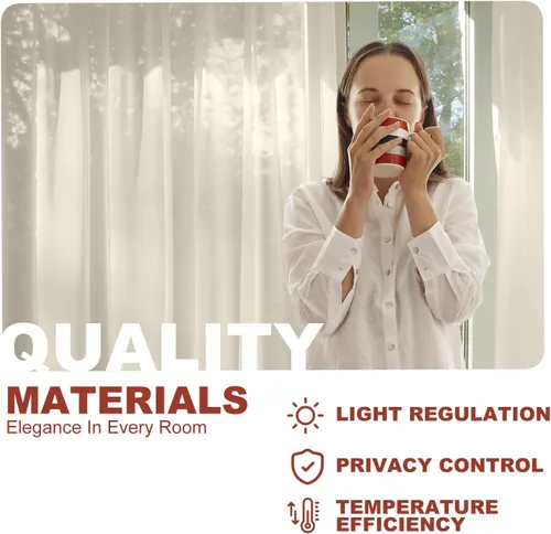 Miniatura 6 de YHSF Cortinas traslúcidas – Juego de 2 paneles para decoración del hogar – Elegantes cortinas de gasa sólida con bolsillo para barra