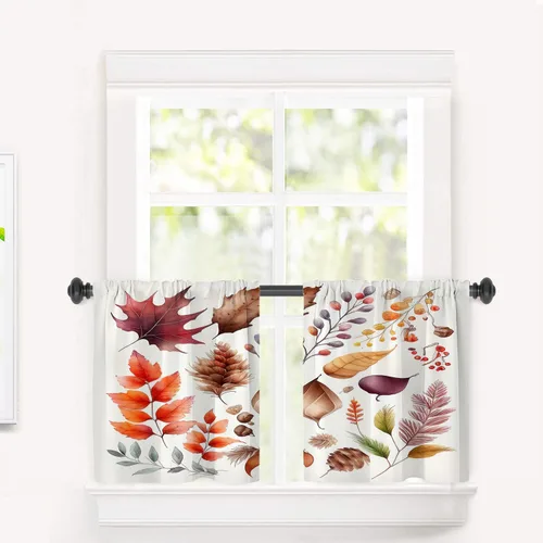 Miniatura 72 de Cortinas opacas de poliéster multicapa para cafetería, con diseño de diamantes, 2 unidades, 26 x 24 pulgadas