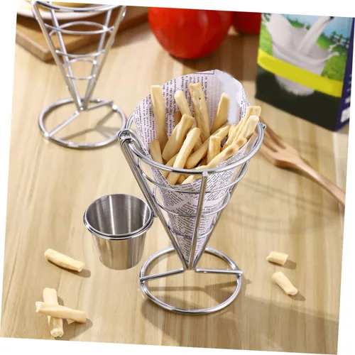 Miniatura 7 de Hemoton Soporte para papas fritas con 2 platos de inmersión, exhibición de pollo frito para fiestas, patio trasero, aperitivos