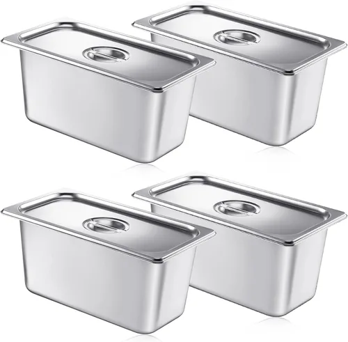 Miniatura 14 de Mifoci Paquete de 12 Sartenes de Acero Inoxidable para Hotel con Tapa, Tamaño 1/3 x 6 Pulgadas de Profundidad Suministros de Restaurante