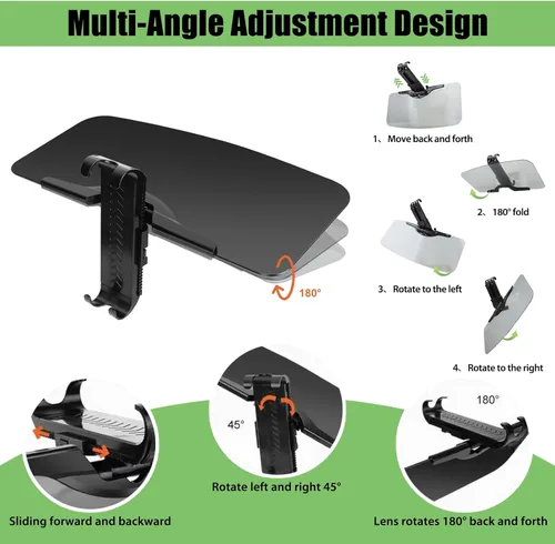 Miniatura 4 de Extensor de visera solar para automóvil, extensión polarizada antirreflejo, bloqueador solar plegable de 180°, protección UV400, ajuste universal