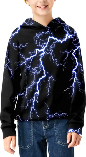 Miniatura 3 de Linnhoy Sudaderas con capucha para niños y niñas con estampado digital 3D de 6 a 15 años