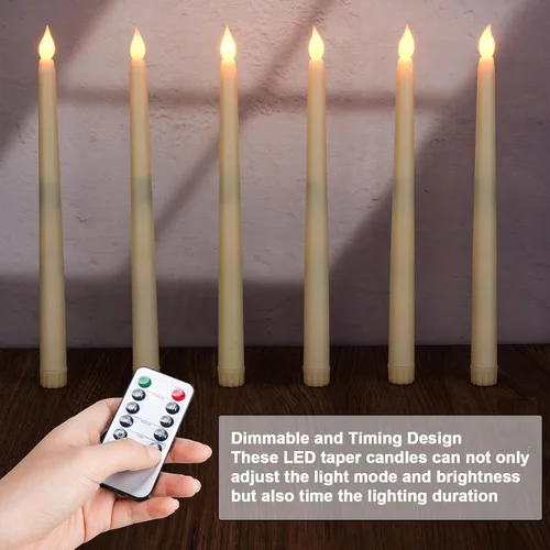 Miniatura 6 de Baquler 72 velas cónicas sin llama con control remoto y temporizador, candeleros de 11 pulgadas que funcionan con baterías, velas LED parpadeantes