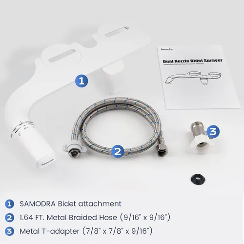Miniatura 5 de SAMODRA - Accesorio de bidé ultrafino para inodoro – Doble boquilla (lavado frontal y trasero) Bidés higiénicos para inodoros existentes