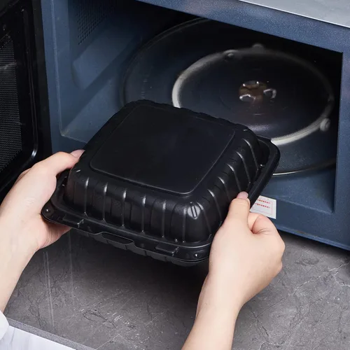 Miniatura 4 de FULING 100 unidades de contenedores desechables de plástico transparente con bisagras para llevar alimentos, 15 cm de ancho, envases desechables