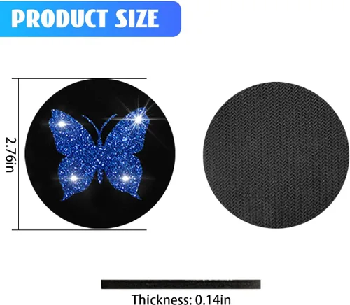 Miniatura 2 de BESULEN Posavasos de Mariposa para Automóvil, Paquete de 2 Posavasos Universales de 2.75 Pulgadas Antideslizantes para Portavasos, Alfombrilla