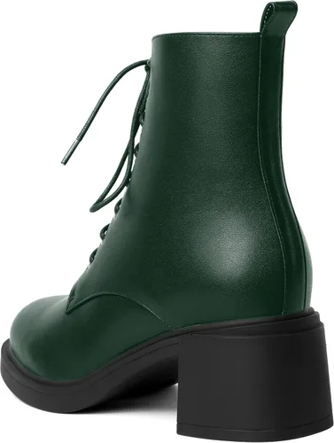 Miniatura 49 de ROSERWISH Botas altas de tacón bajo y grueso para mujer, con cordones, cómodas, modernas, con puntera redonda, de 2.5 pulgadas