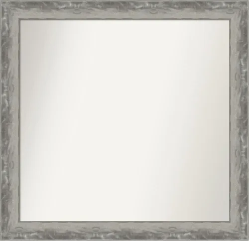 Miniatura 161 de Amanti Art Espejo de baño plateado para sobre el fregadero, 24 x 24 pulgadas, espejo cuadrado de peltre forjado a medida, marco de madera casual