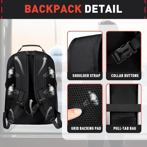 Miniatura 4 de Z-MGKISS Mochila de viaje extra grande de 55 L, mochila para laptop de 18.4 pulgadas para hombres, resistente al agua, aprobada por la TSA, bolsa