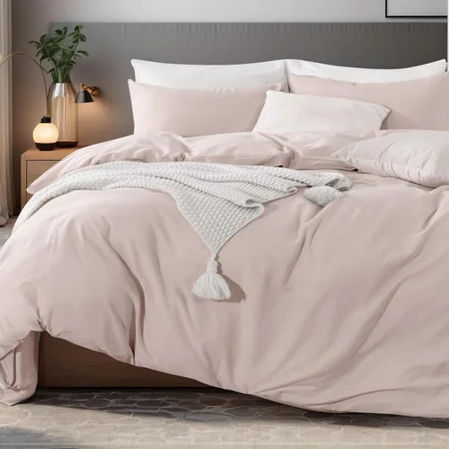 Miniatura 44 de NEXHOME PRO Funda de edredón de algodón para niños, tamaño twin, aspecto de lino, blanco, orgánico, natural, 100% algodón lavado, juego de ropa