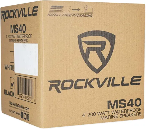 Miniatura 6 de Rockville Par de altavoces marinos MS40B de 200 W, 4 pulgadas, 4 ohmios, impermeable, diseño compacto, sonido de alta fidelidad, resistente a