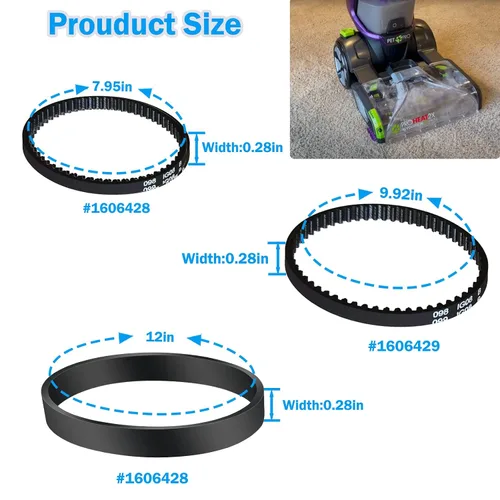 Miniatura 2 de Paquete de 3 correas de vacío de repuesto para limpiador Bissell ProHeat 2X Revolution Pet Pro, correas para aspiradora reemplazan el número