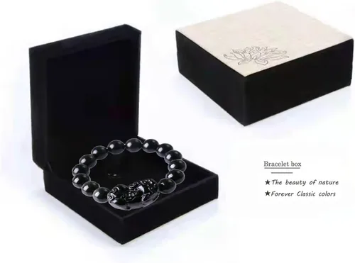 Miniatura 26 de Pulsera de obsidiana negra, pulsera de obsidiana negra Feng Shui para mujeres y hombres, pulsera elástica de obsidiana con piedra de ojo de tigre
