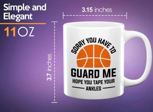Miniatura 6 de Taza de café de baloncesto de 11 onzas, color blanco, tus tobillos, aros de baloncesto al aire libre, regalos de red para niños de 17 años, doble